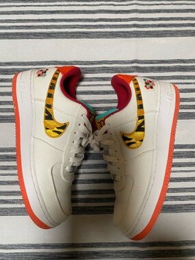 Nike Air Force 1 Low - White with Orange & Yellow Accents
